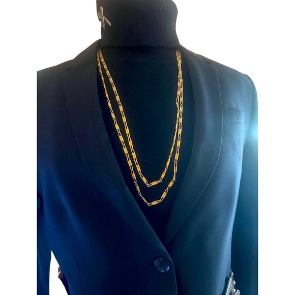 Vintage Napier Textured Or Brushed Gold Tone Necklace Chain Paperclip Style 30" - Picture 2 of 11